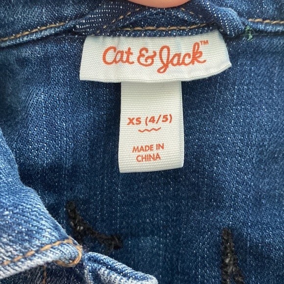 Cat & Jack Patchwork Denim Be a Hero/Live and Learn/Fly Crop Jacket - Picture 6 of 8